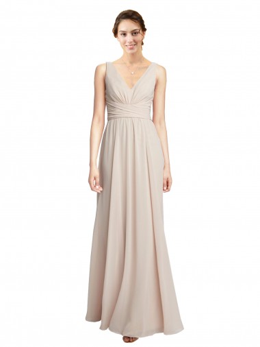 Cheap Long V-Neck Chiffon Bridesmaids Dress with Double Straps Perth