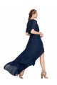 V-Neck Plush Chiffon Bridesmaid Dress with Flutter Sleeves