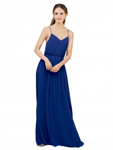 Cheap Long Chiffon Bridesmaid Dress with Spaghetti Strap Bodice Perth