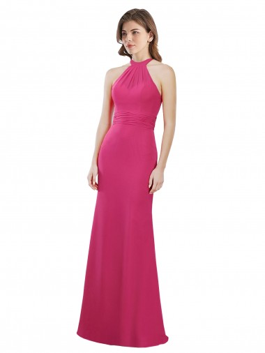 Cheap Slim A-Line Long Chiffon Bridesmaid Dress with Strappy Back Perth