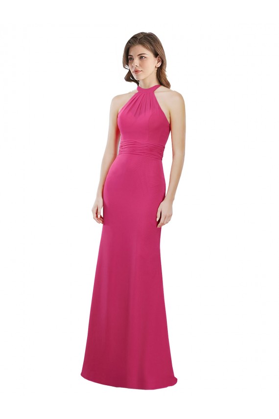 Slim A-Line Long Chiffon Bridesmaid Dress with Strappy Back