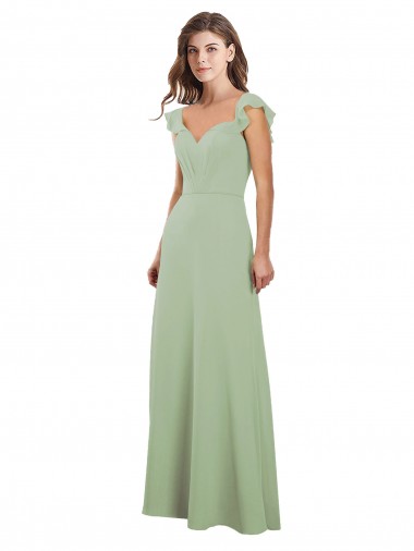 Cheap Draped Sweetheart Chiffon Bridesmaid Dress with Ruffled Cap Sleeves Perth