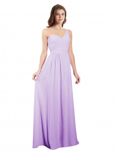 Cheap Draped One Shoulder A-Line Long Chiffon Bridesmaid Dress Perth