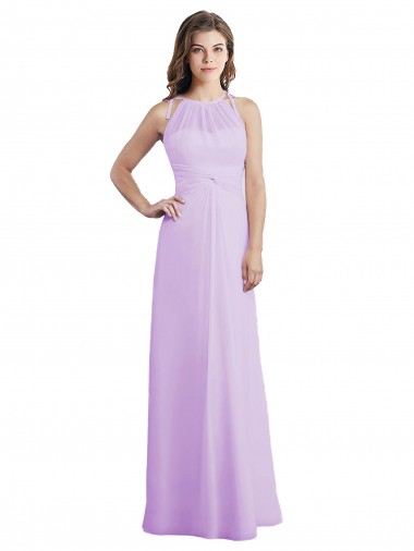 Cheap Sweetheart Long Chiffon Bridesmaid Dress with Halter Straps Perth