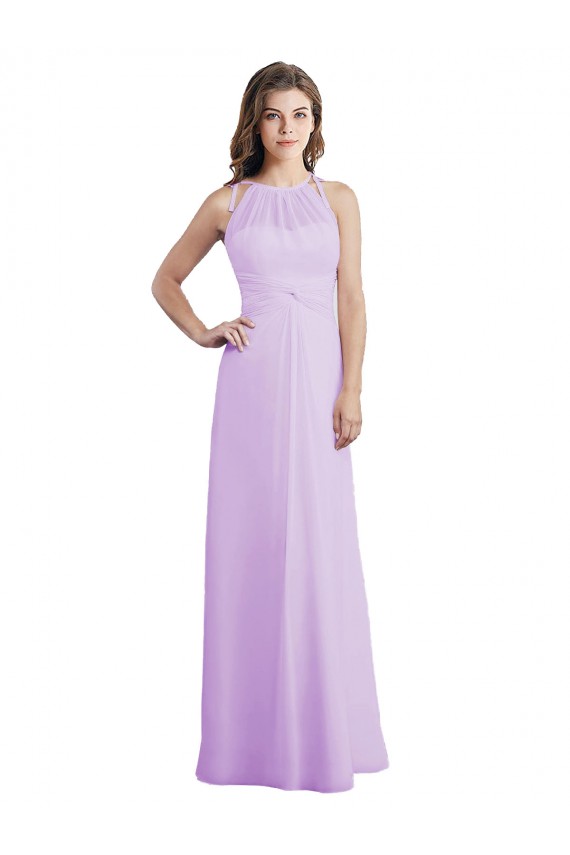 Sweetheart Long Chiffon Bridesmaid Dress with Halter Straps
