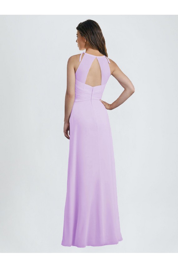 Sweetheart Long Chiffon Bridesmaid Dress with Halter Straps