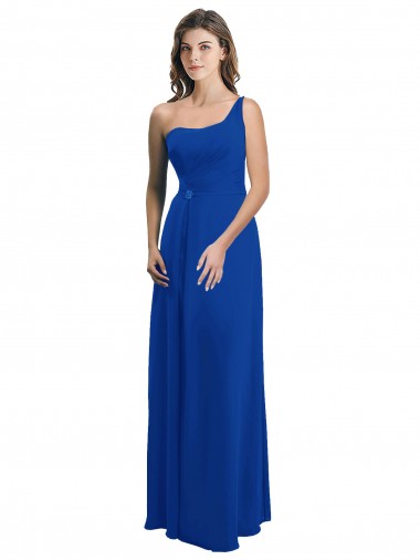 Cheap One Shoulder A-Line Chiffon Bridesmaid Dress with Pleated Bodice Perth