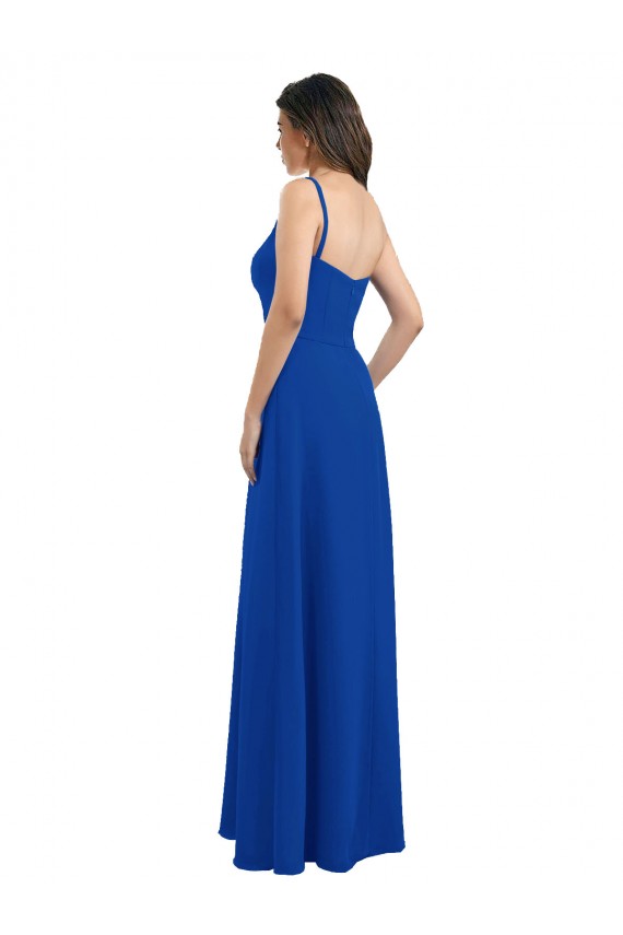 One Shoulder A-Line Chiffon Bridesmaid Dress with Pleated Bodice