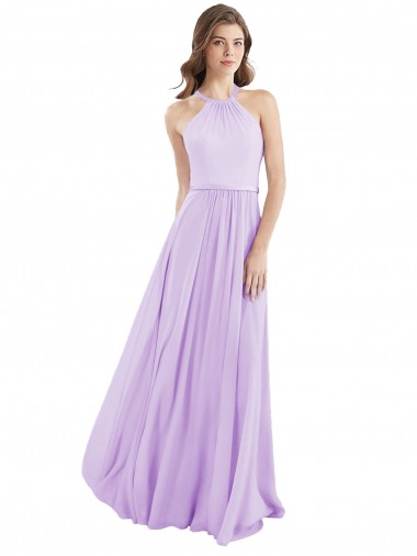 Cheap Halter Chiffon A-Line Bridesmaid Dress with Flounce Back Perth