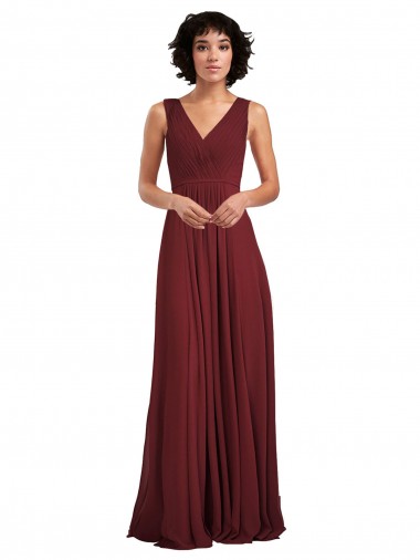 Cheap Sleeveless V-Neck Pleated Chiffon Bridesmaid Dress Perth