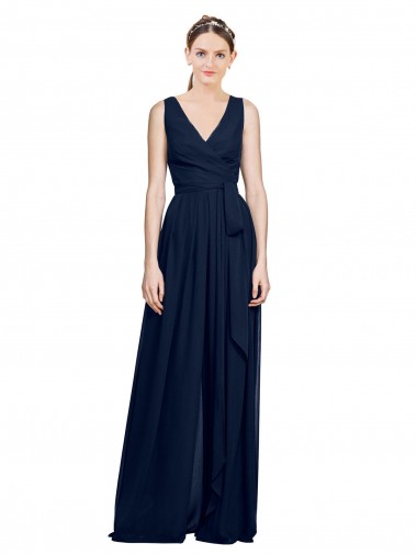 Cheap V-Neck Ruched Chiffon Bridesmaid Dress with Waistband Perth