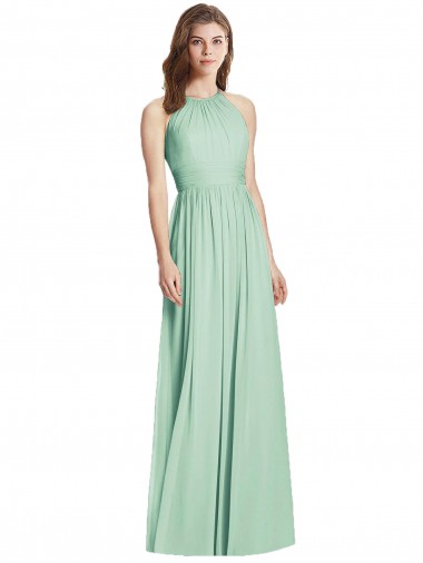 Cheap Cutout Open Back Shirred Halter Maxi Bridesmaid Dress Perth