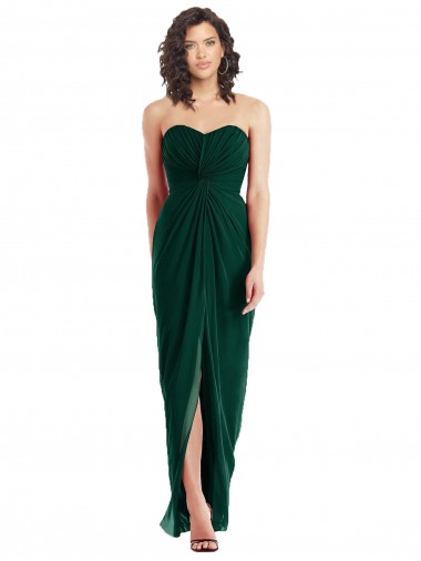 Cheap Twist Front Draped Chiffon Bridesmaid Dress with Slit Perth