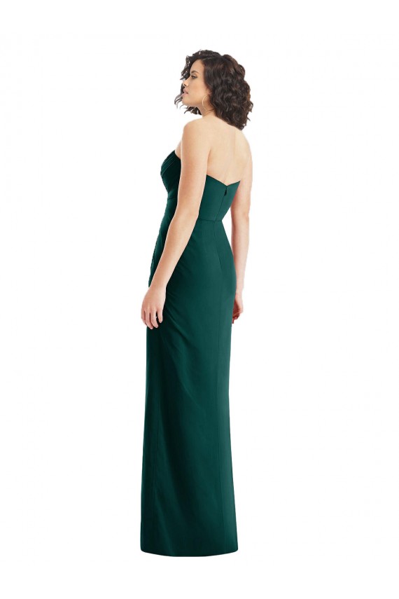 Twist Front Draped Chiffon Bridesmaid Dress with Slit
