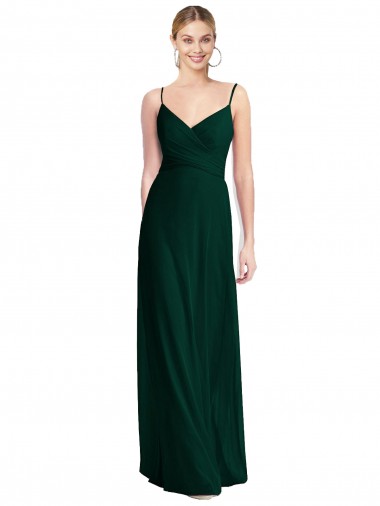 Cheap Wide V-Neck Long Spaghetti Strap Chiffon Bridesmaid Dress Perth