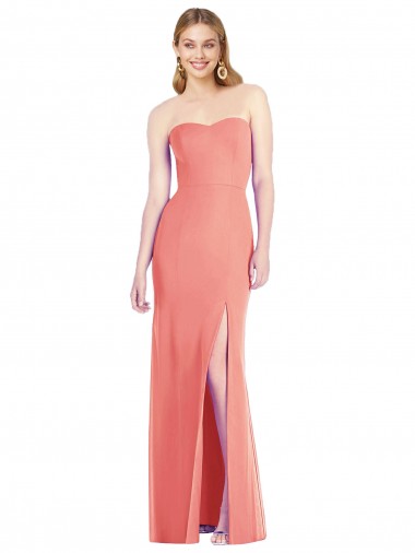 Cheap Strapless Chiffon Trumpet Bridesmaid Dress with Front Slit Perth