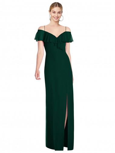 Cheap Ruffled Cold-Shoulder Maxi Chiffon Bridesmaid Dress Perth