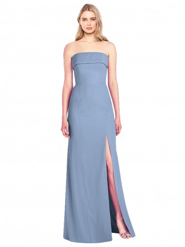 Cheap Trumpet Full Length Strapless Chiffon Bridesmaid Dress with Slit Perth