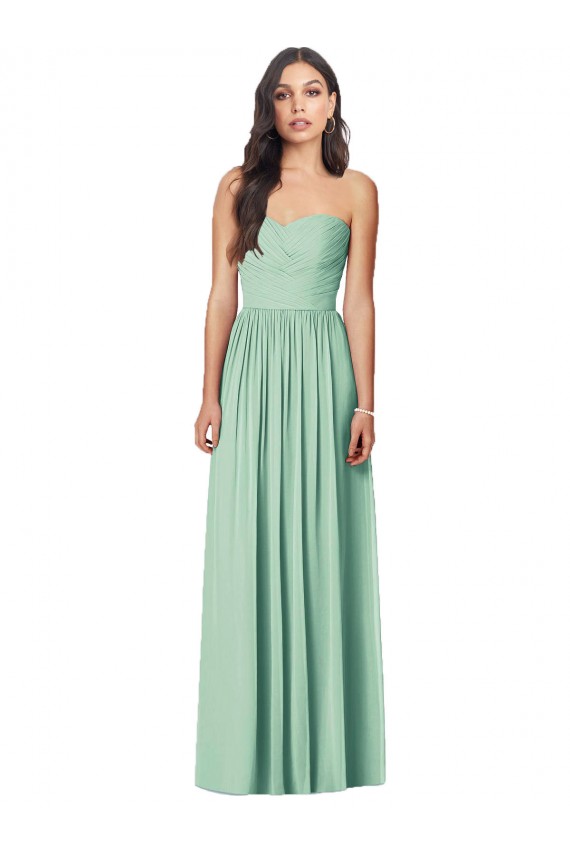Draped Sweetheart Strapless Long Chiffon Bridesmaid Dress