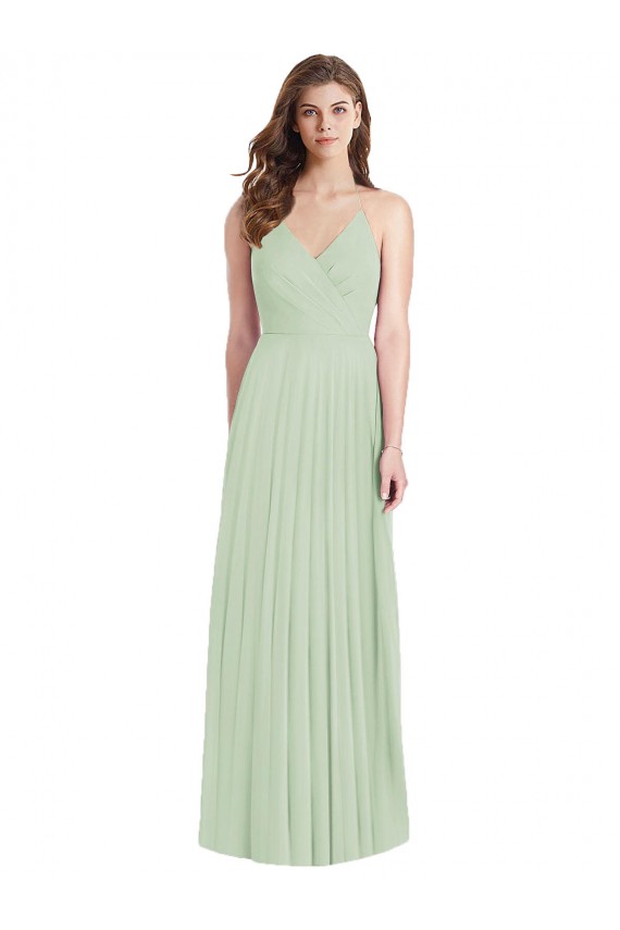 Ruffled Strap Cutout Wrap Maxi Chiffon Bridesmaid Dress