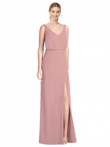 Cheap Blouson Bodice Chiffon Bridesmaid Dress with Front Slit Perth