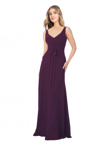 Cheap Long Chiffon Bridesmaid Dress with Front Bow Perth