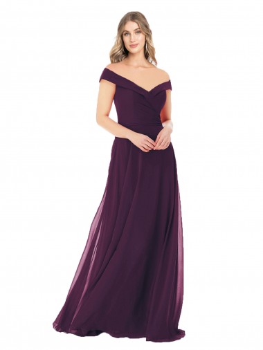 Cheap Classic Off the Shoulder Draped Chiffon Bridesmaid Dress Perth
