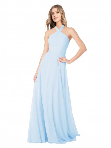 Cheap Criss Cross High Neck Halter Chiffon Bridesmaid Dress Perth