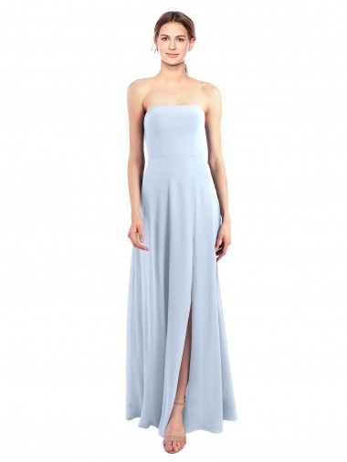 Cheap Fitted Strapless Full Length Chiffon Bridesmaid Dress with Front Slit Perth