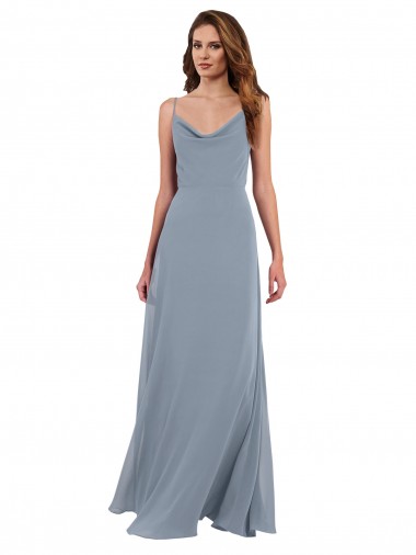 Cheap Long Full Length Draped Cowl Neck V-Back Slip Chiffon Bridesmaid Dress Perth