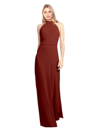 Cheap Slim High Neck Halter Fitted Open Back Chiffon Bridesmaid Dress / Prom Dress Perth