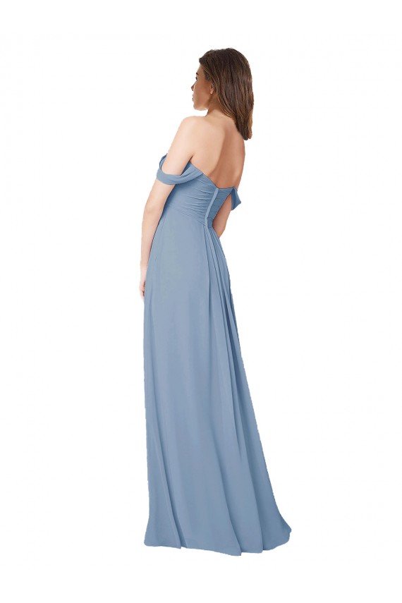 Empire Waist Off the Shoulder Chiffon Bridesmaid Dress with Sweetheart Bodice