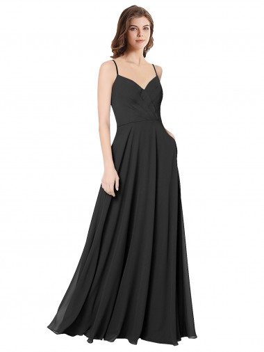Cheap Cowl Back Spaghetti Straps Long Chiffon Bridesmaid Dress  Perth