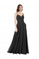 Cowl Back Spaghetti Straps Long Chiffon Bridesmaid Dress 
