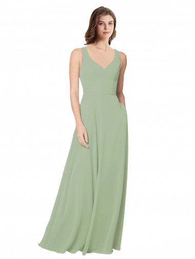 Cheap A-Line Open Back Chiffon Bridesmaid Dress with Pockets Perth