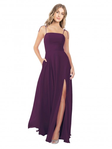 Cheap Chiffon Bridesmaid Dress with Front Slit and Keyhole Back Perth