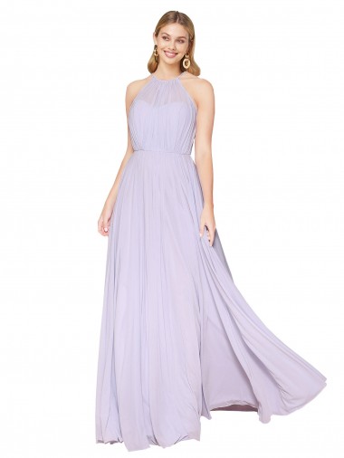 Cheap High Neck Halter Shirred Chiffon Bridesmaid Dress / Formal Prom Dress Perth