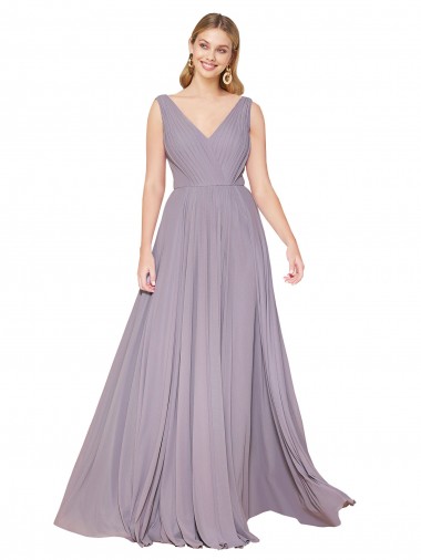 Cheap Draped Floor Length High Neck V-Back Chiffon Bridesmaid Dress / Formal Prom Dress with Shirred Bodice Perth