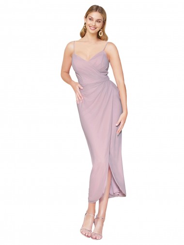 Cheap Short Knee Length Chiffon Wrap Bridesmaid Dress / Cocktail Prom Dress with Straps Perth