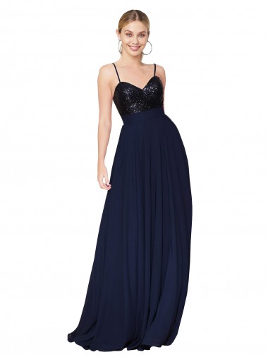Cheap Sweetheart High Neck Sequin Top Long Chiffon Bridesmaid Dress / Prom Dress Perth
