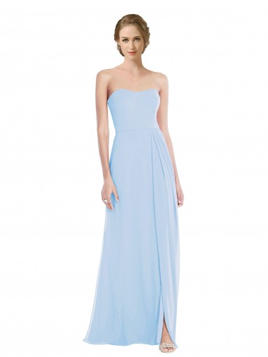 Cheap Strapless Sweetheart Maxi Bridesmaid Dress with Pleated Front Slit Perth