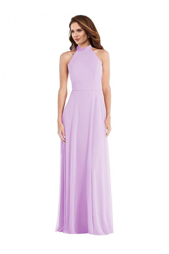 High Neck Halter Backless Maxi Bridesmaid Dress