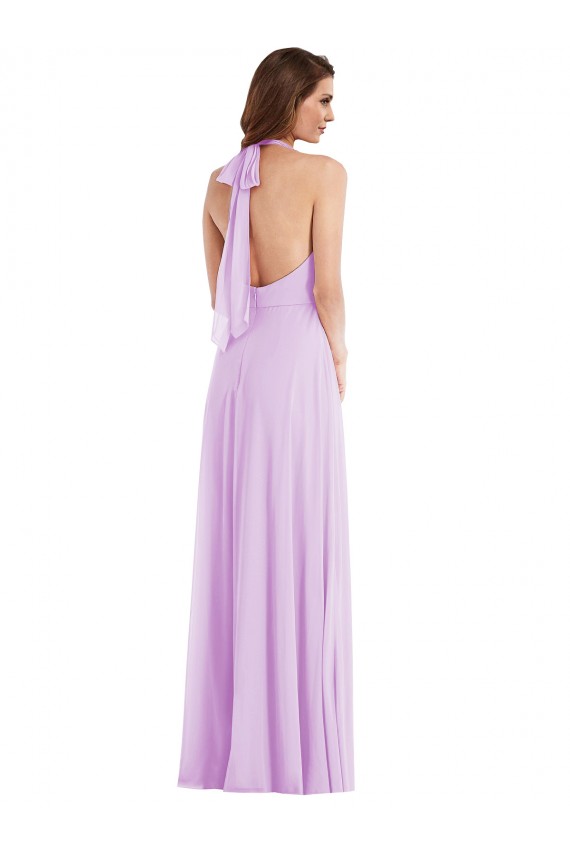 High Neck Halter Backless Maxi Bridesmaid Dress