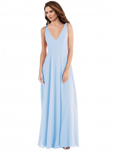 Cheap Deep V-Neck Chiffon Maxi Bridesmaid Dress Perth