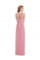 Draped Chiffon Grecian Column Bridesmaid Dress with Front Slit