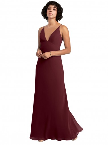 Cheap Notched Neckline Empire Waist Chiffon Slip Bridesmaid Dress Perth