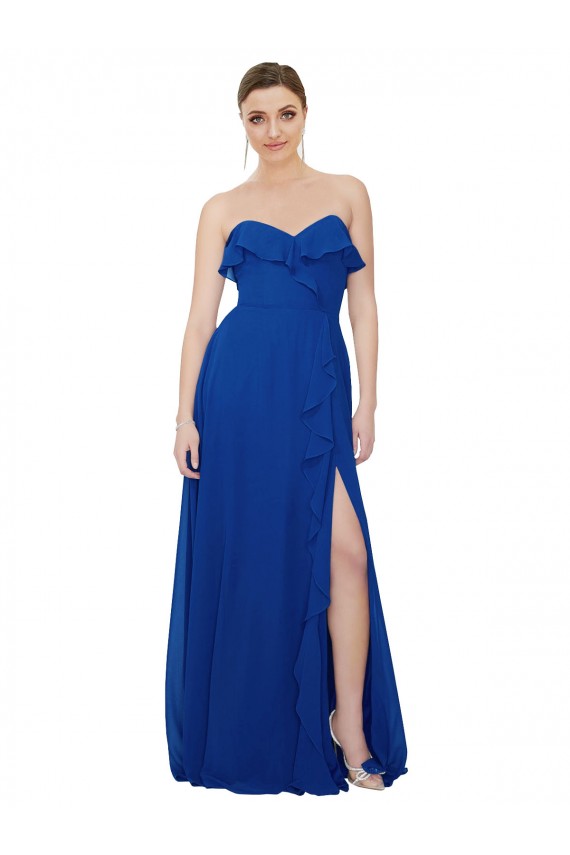 Ruffled Chiffon Strapless Bridesmaid Dress