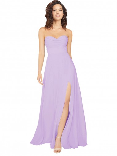 Cheap Draped Sweetheart Long Chiffon Bridesmaid Dress with Front Slit Perth