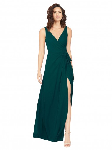 Cheap V-Neck Chiffon Bridesmaid Dress with Front Skirt Slit Perth