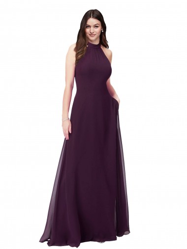 Cheap Chiffon High-Halter Bridesmaids Dress with Keyhole Back Perth